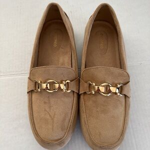 Geox Tan Loafers with Gold Detail